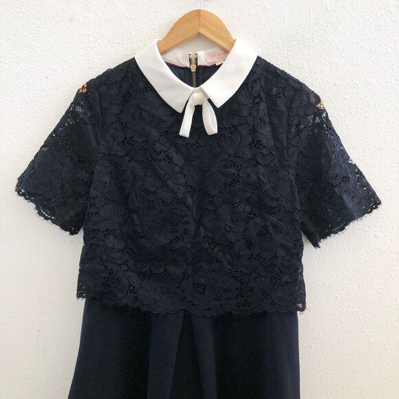 TED BAKER Dixxy Lace Bodice Double Layer Mini Dress Size 4 - Picture 6 of 12